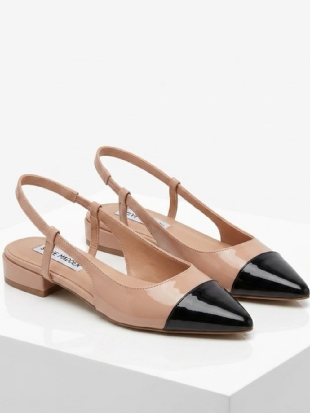Steve Madden Allure Tan And Black Slingback Heeled Flats Size 9